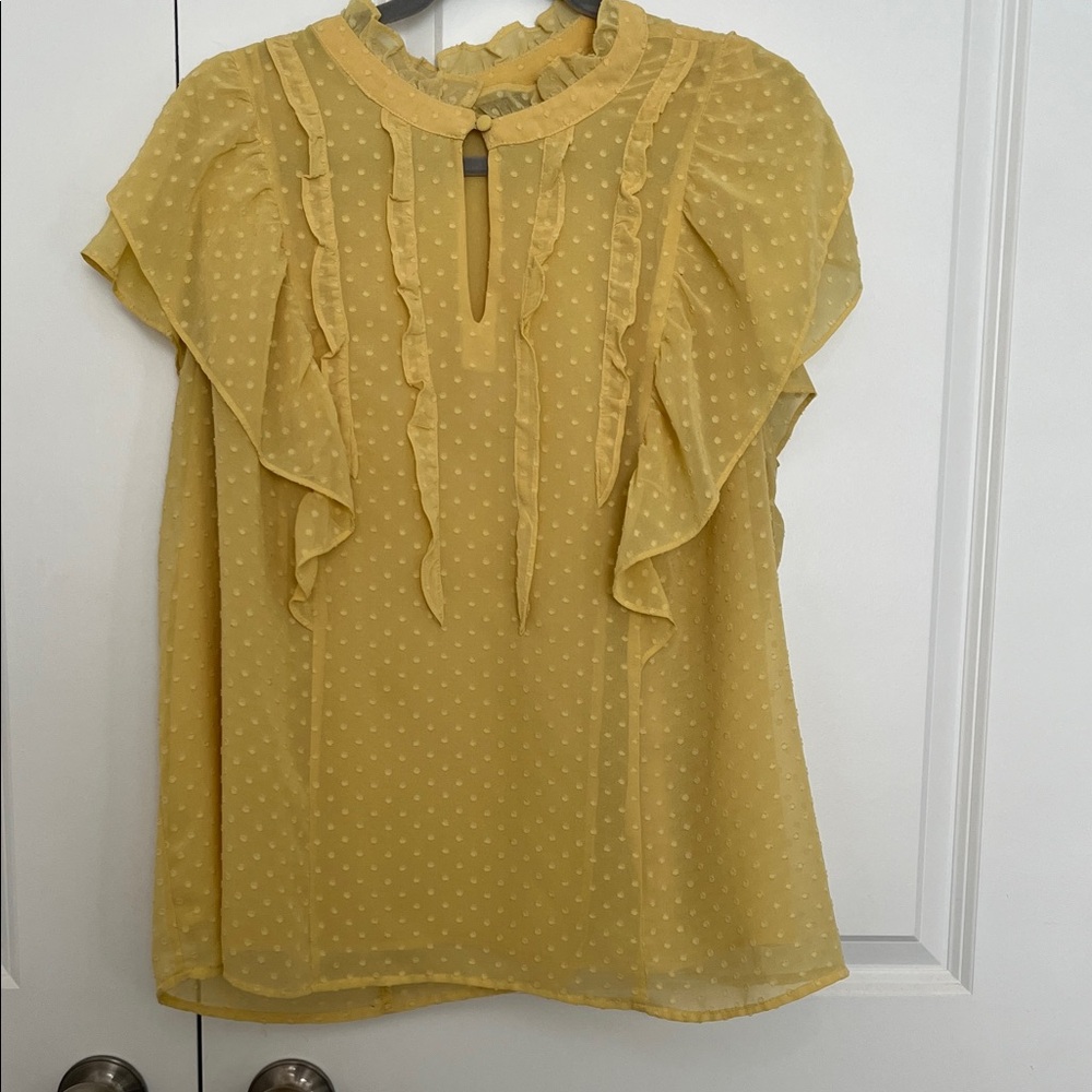 Torrid Yellow Polka Dot Ruffle Blouse